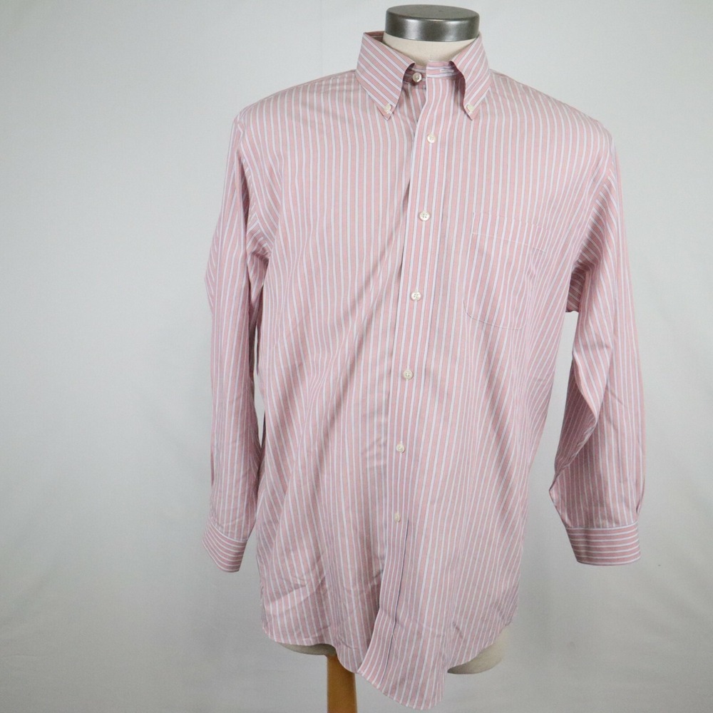 Brooks Brothers Shirt‎ Mens 16-33 Madison Button Down Pink Striped Long Sleeve